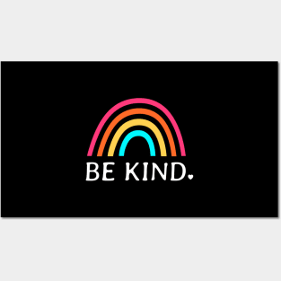 Be Kind With Colorful Rainbow Art For Kindness On Black Posters and Art